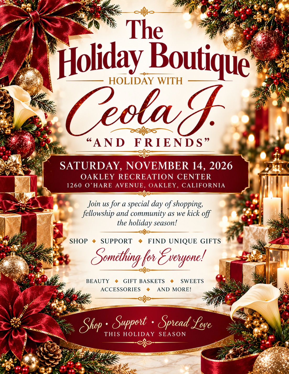 Holiday Boutique — Holiday with Ceola J. and Friends, Saturday November 14, 2026, Oakley Recreation Center, Oakley California